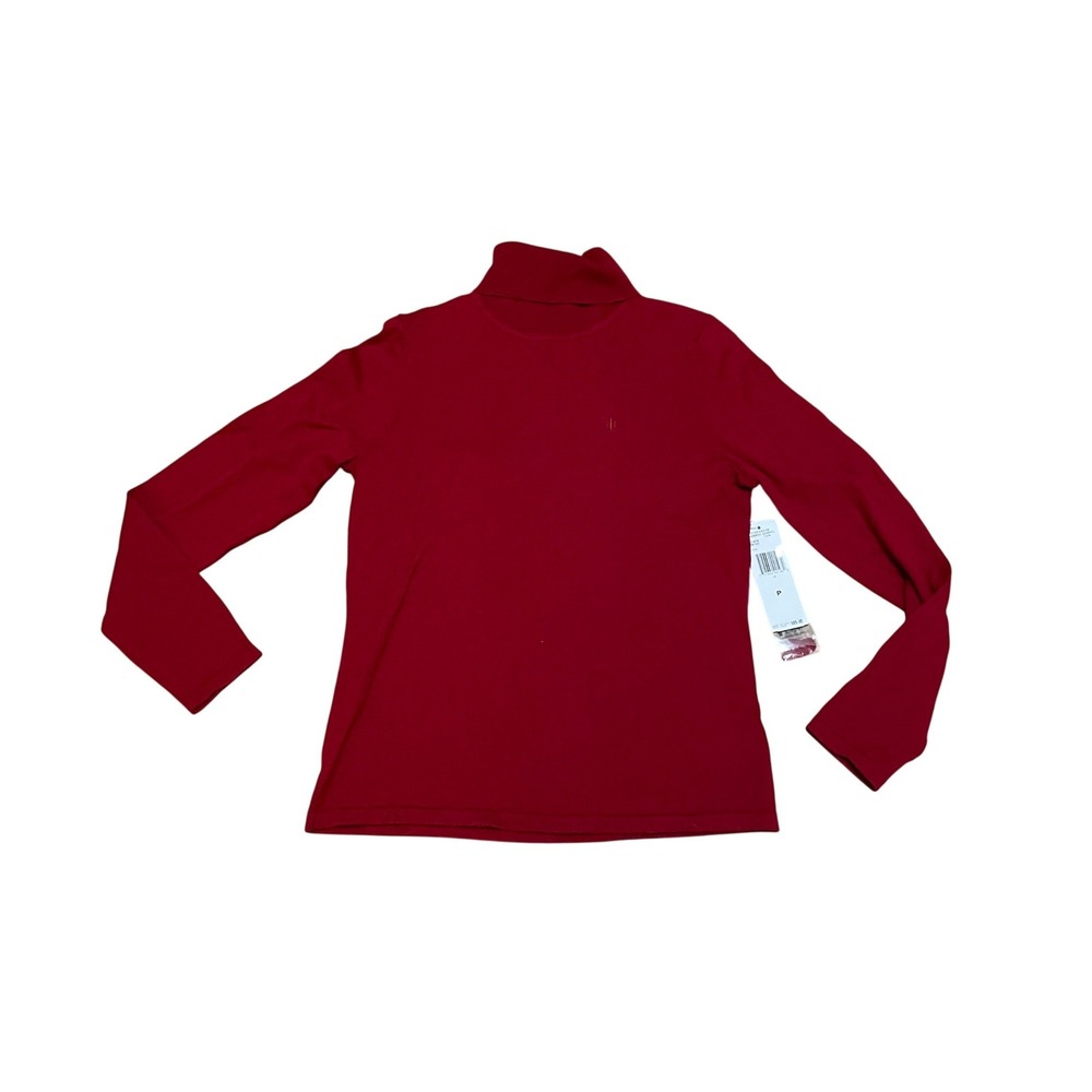 VTG Lauren Ralph Lauren Petite Red Merino Wool Cotton Turtleneck Sweater P/P NWT